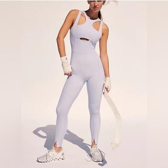 New Free People Breakaway Halogen Blue Onsie Jumpsuit Small NWOT - Picture 1 of 7